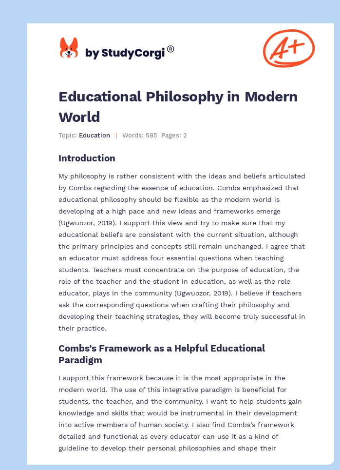 Educational Philosophy in Modern World. Page 1