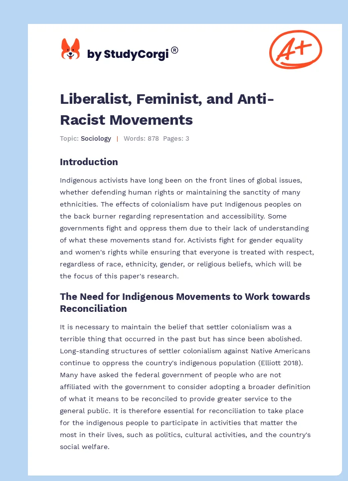 Liberalist, Feminist, and Anti-Racist Movements. Page 1