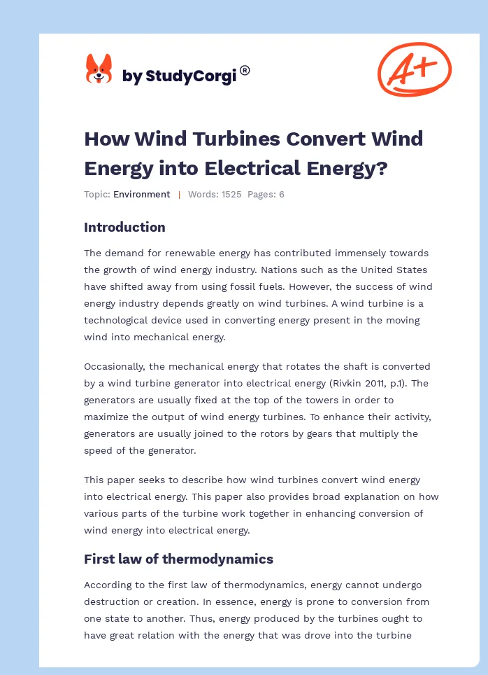 How Wind Turbines Convert Wind Energy into Electrical Energy?. Page 1