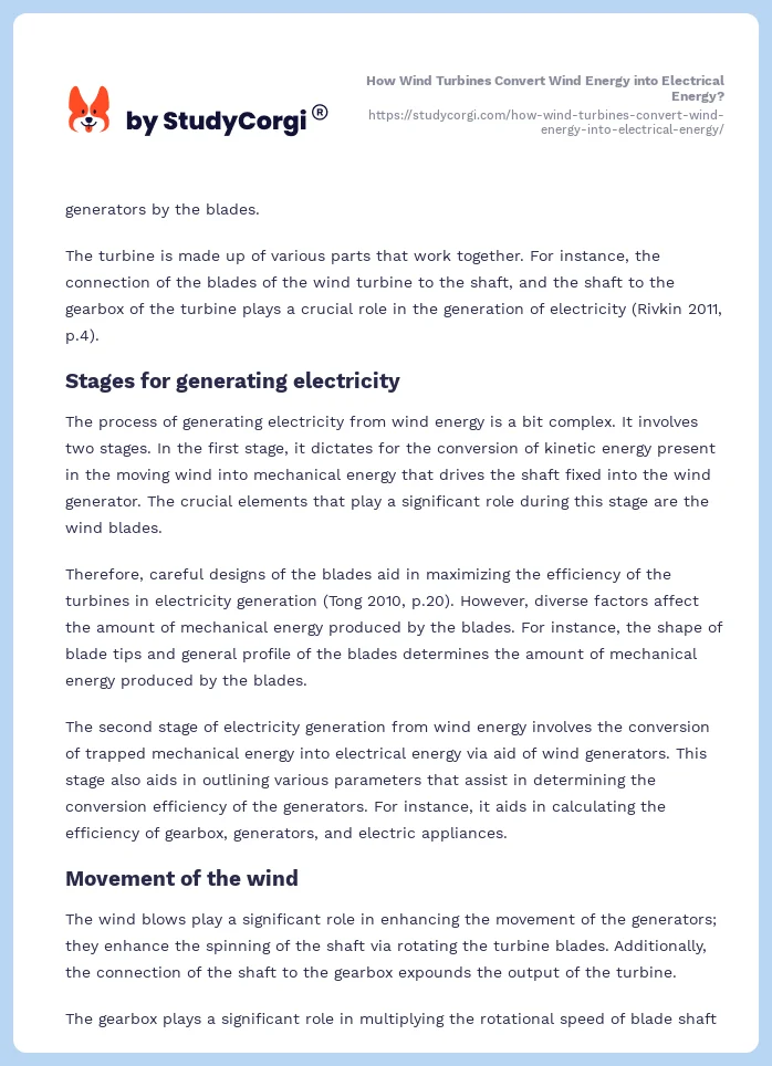 How Wind Turbines Convert Wind Energy into Electrical Energy?. Page 2