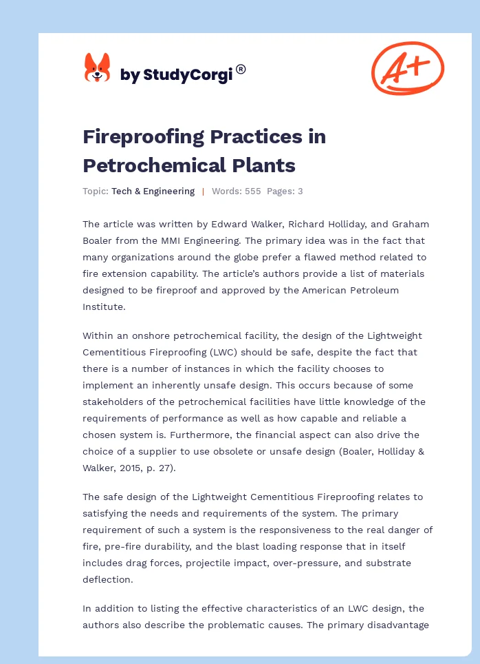 Fireproofing Practices in Petrochemical Plants. Page 1