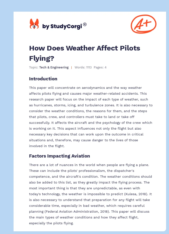 How Does Weather Affect Pilots Flying?. Page 1