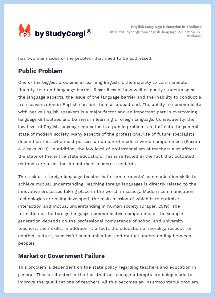 English Language Education in Thailand. Page 2