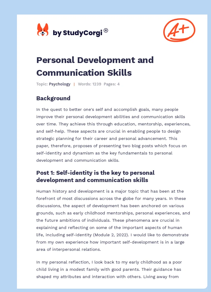 Personal Development and Communication Skills. Page 1