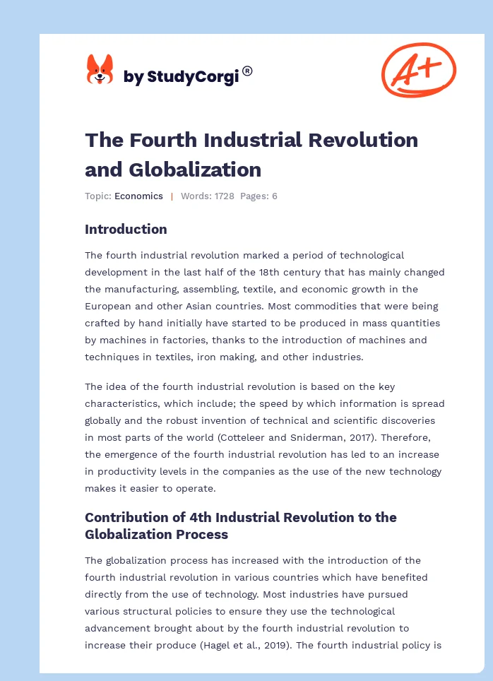 The Fourth Industrial Revolution and Globalization. Page 1