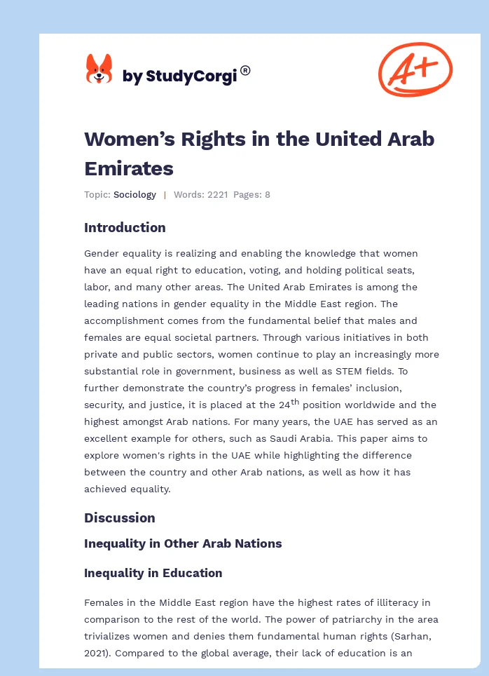Women’s Rights in the United Arab Emirates. Page 1