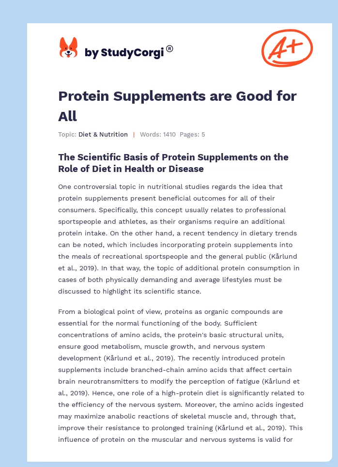 Protein Supplements are Good for All. Page 1