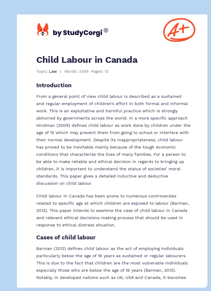 Child Labour in Canada. Page 1