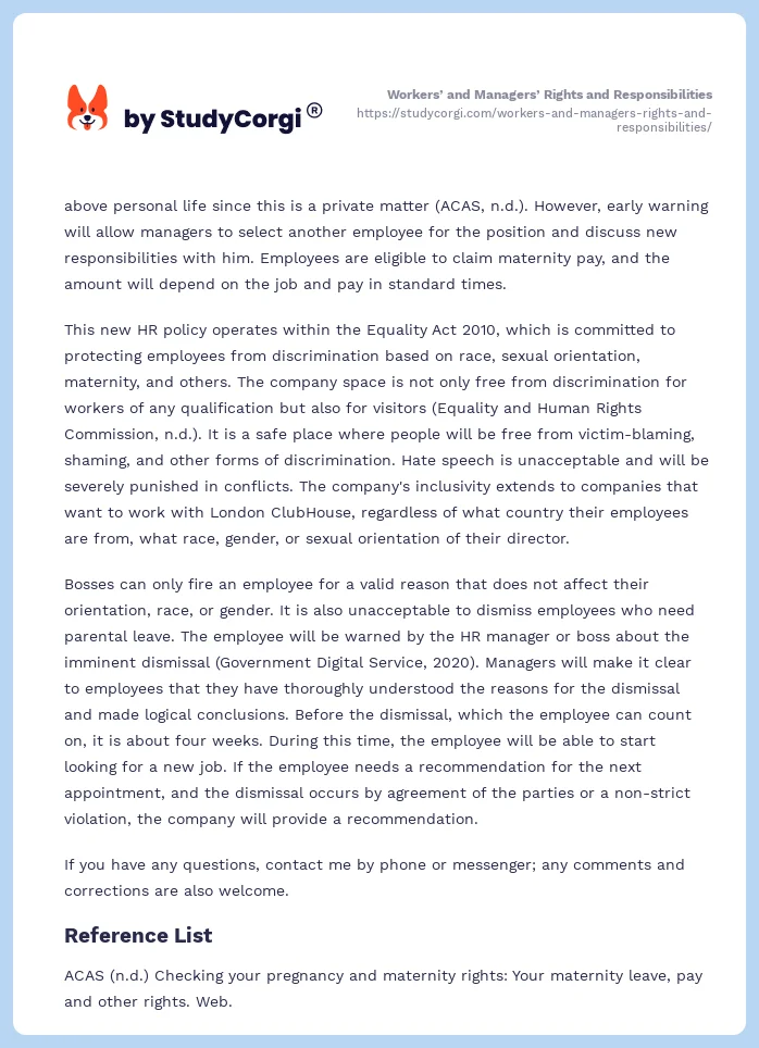 Workers’ and Managers’ Rights and Responsibilities. Page 2
