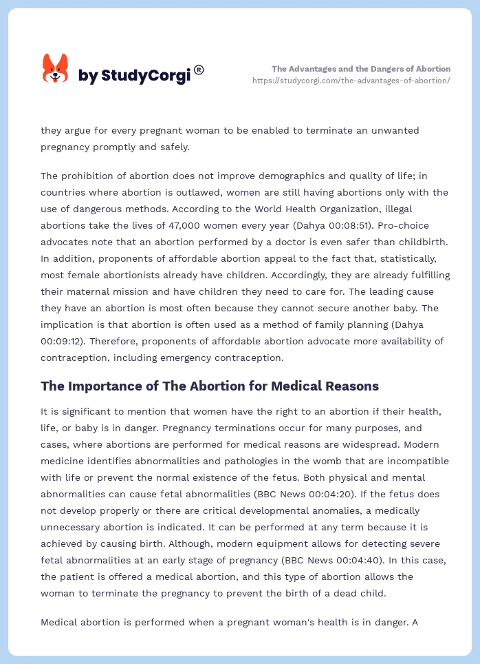 The Advantages and the Dangers of Abortion. Page 2