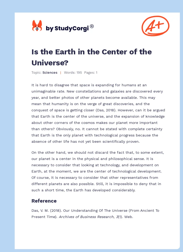 Is the Earth in the Center of the Universe?. Page 1