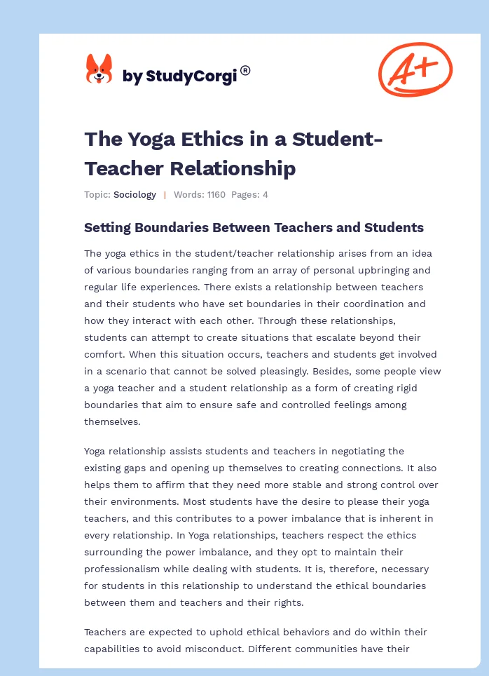 The Yoga Ethics in a Student-Teacher Relationship. Page 1