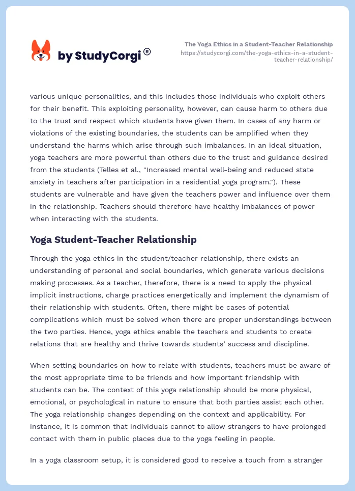 The Yoga Ethics in a Student-Teacher Relationship. Page 2