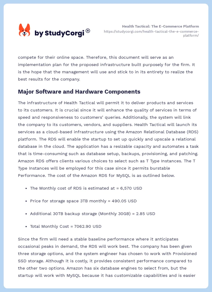 Health Tactical: The E-Commerce Platform. Page 2