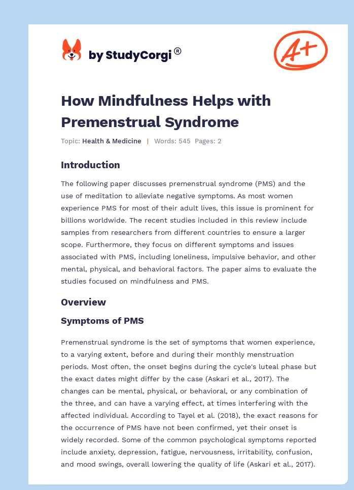 How Mindfulness Helps with Premenstrual Syndrome. Page 1