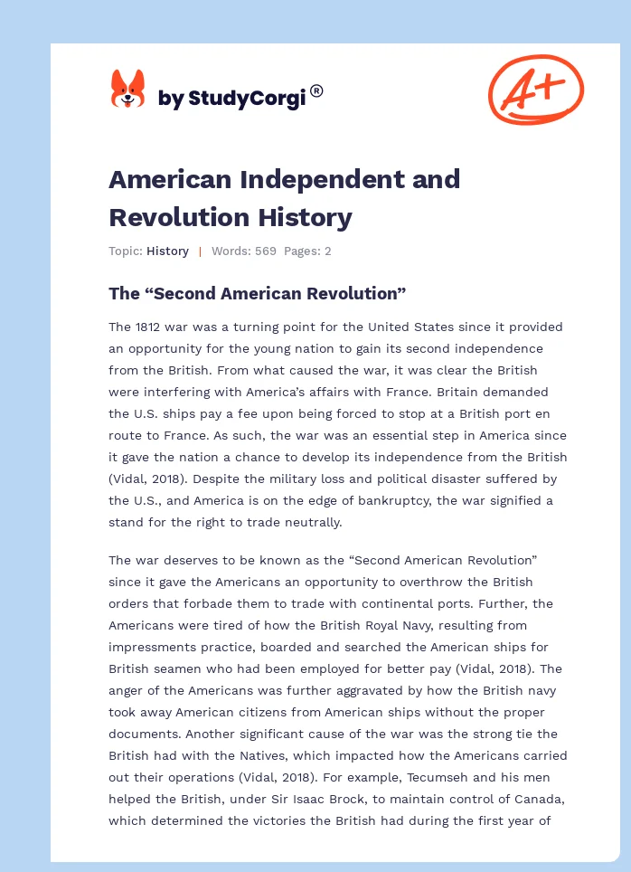 American Independent and Revolution History. Page 1