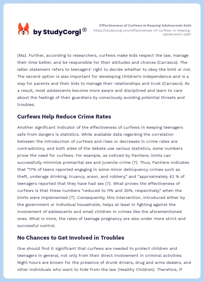 Effectiveness of Curfews in Keeping Adolescents Safe. Page 2