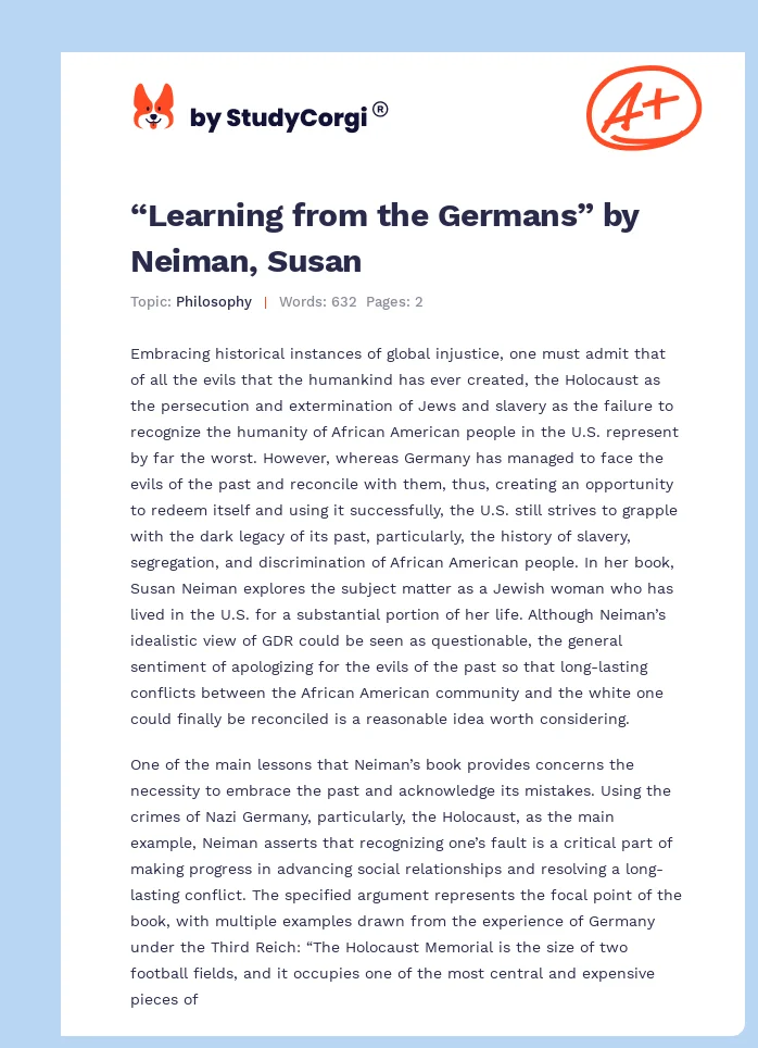 “Learning from the Germans” by Neiman, Susan. Page 1