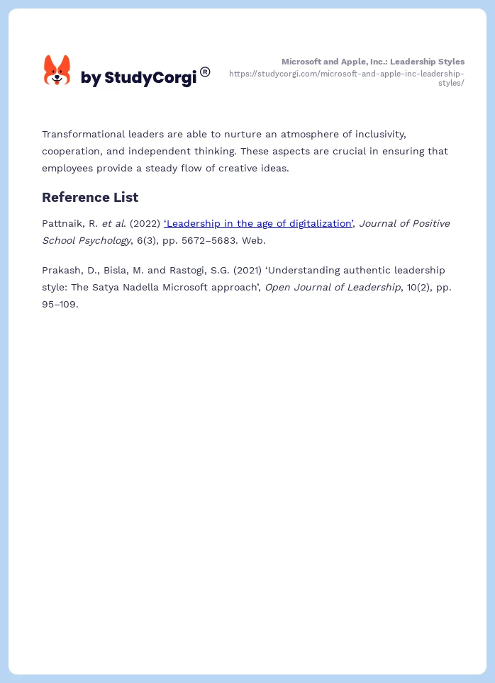 Microsoft and Apple, Inc.: Leadership Styles. Page 2