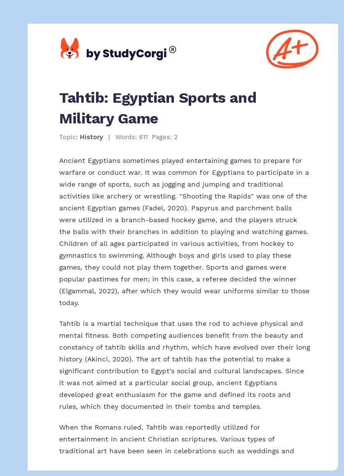 Tahtib: Egyptian Sports and Military Game. Page 1