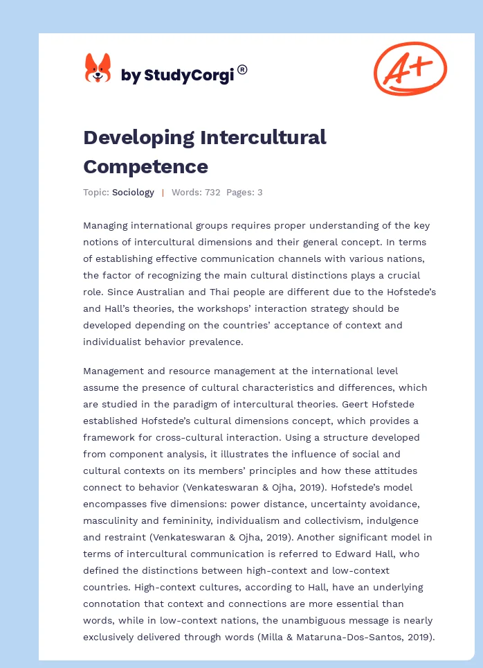 Developing Intercultural Competence. Page 1