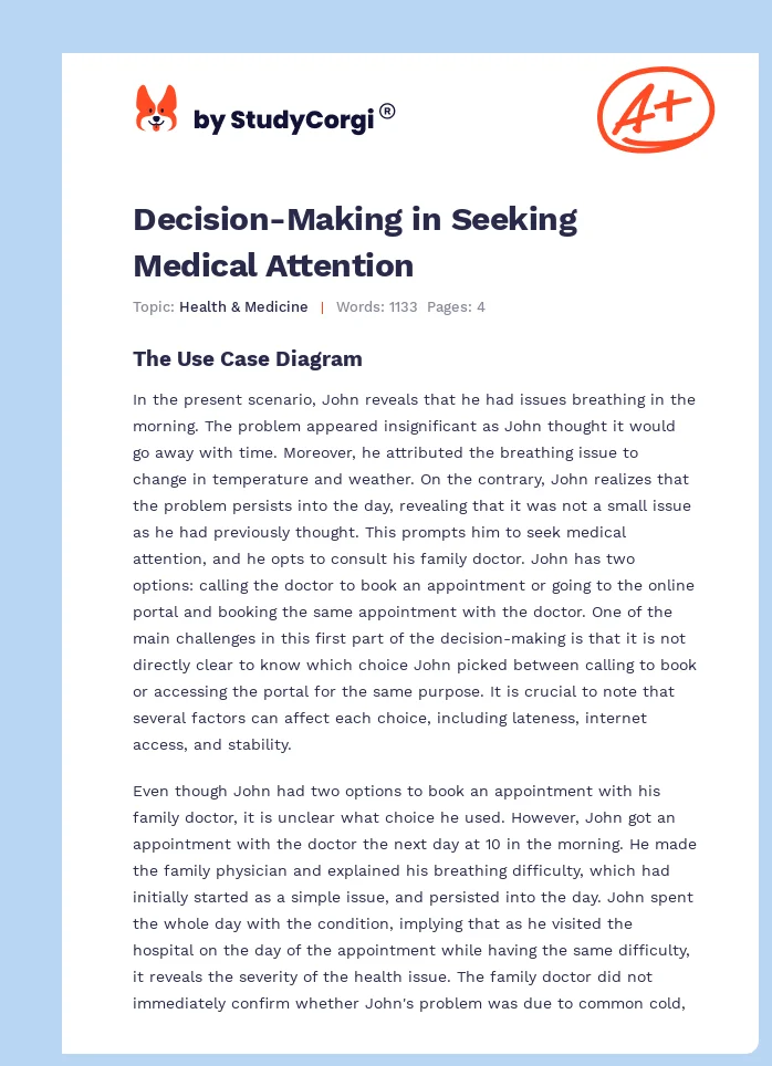 Decision-Making in Seeking Medical Attention. Page 1