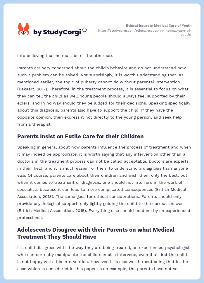 Ethical Issues in Medical Care of Youth. Page 2