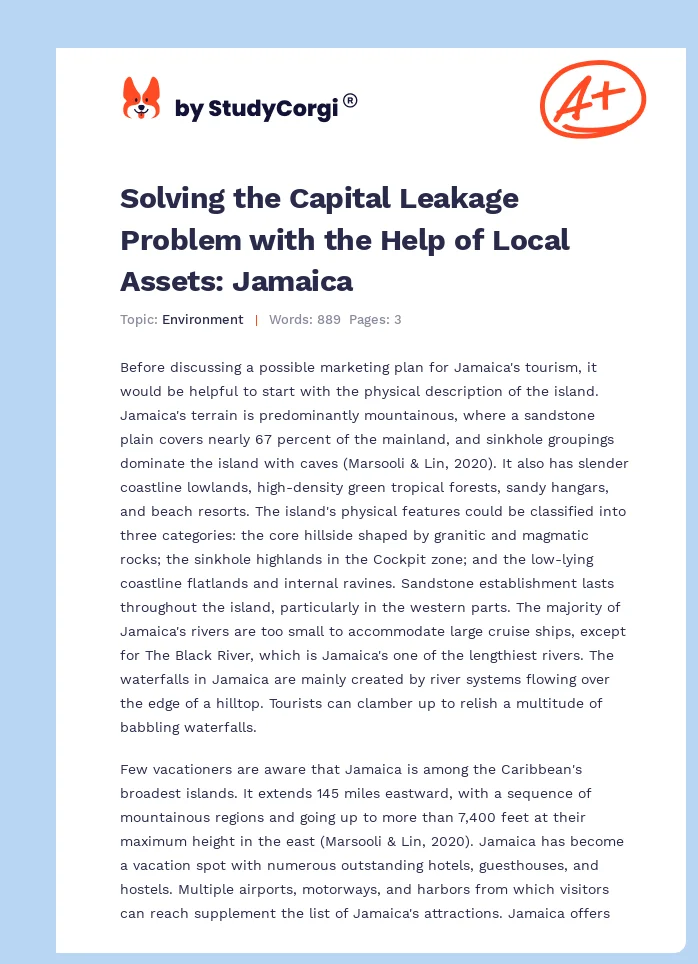 Solving the Capital Leakage Problem with the Help of Local Assets: Jamaica. Page 1