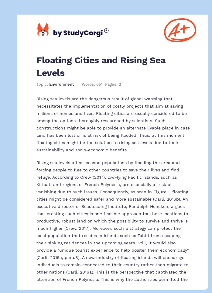 Floating Cities and Rising Sea Levels. Page 1