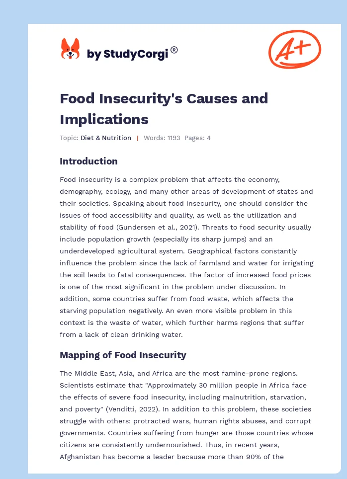 Food Insecurity's Causes and Implications. Page 1