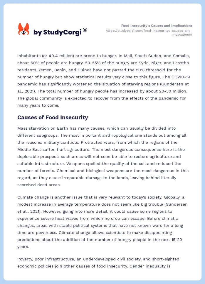Food Insecurity's Causes and Implications. Page 2