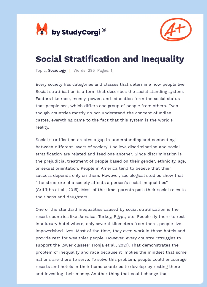 Social Stratification and Inequality. Page 1
