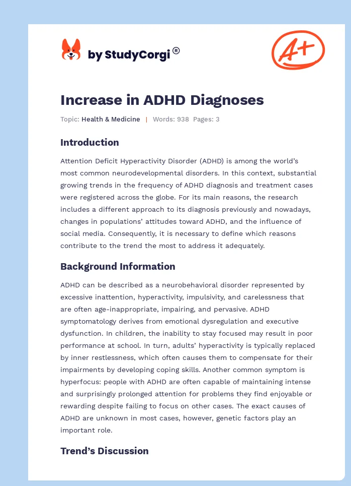 Increase in ADHD Diagnoses. Page 1