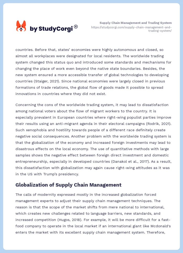 Supply Chain Management and Trading System. Page 2