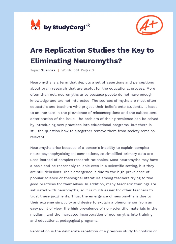 Are Replication Studies the Key to Eliminating Neuromyths?. Page 1