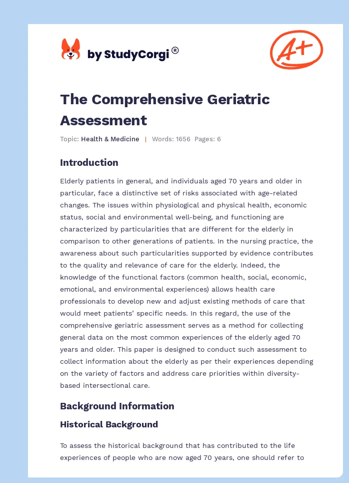 The Comprehensive Geriatric Assessment. Page 1