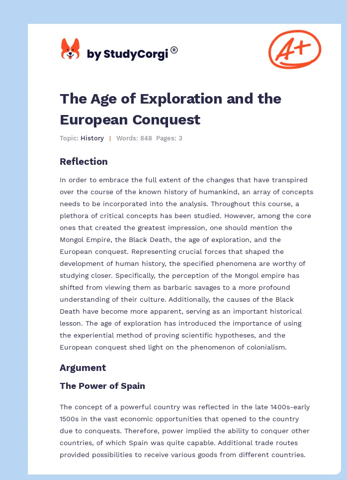 The Age of Exploration and the European Conquest. Page 1