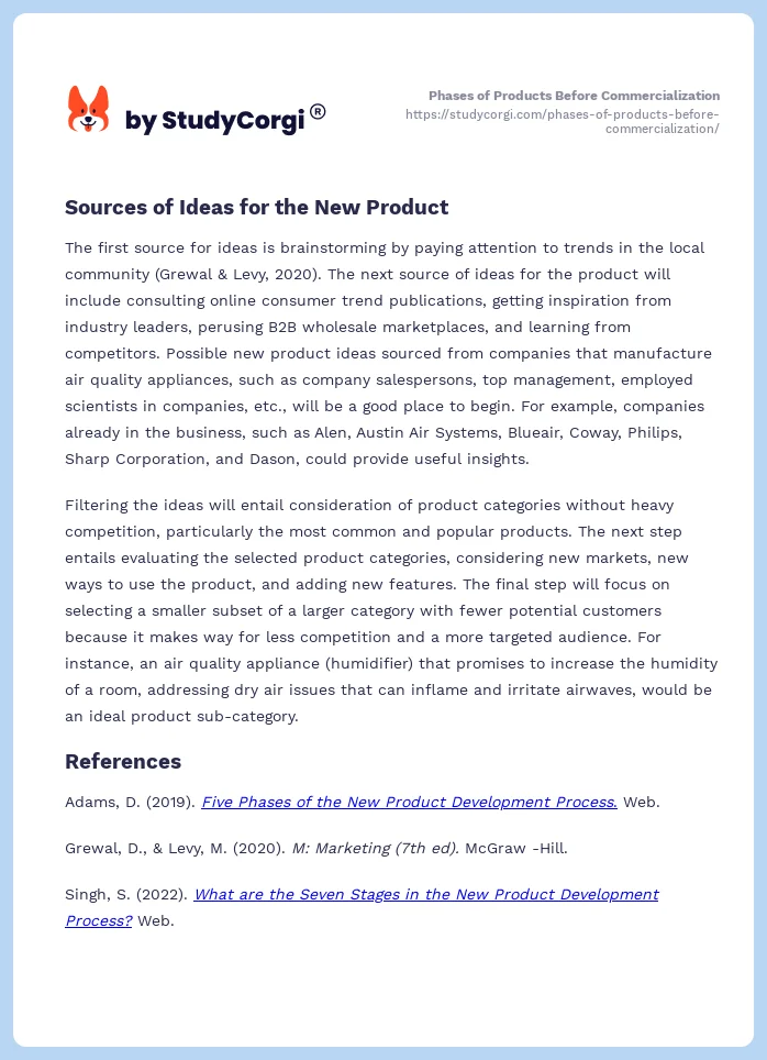 Phases of Products Before Commercialization. Page 2