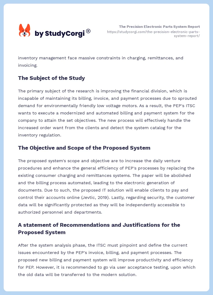 The Precision Electronic Parts System Report. Page 2