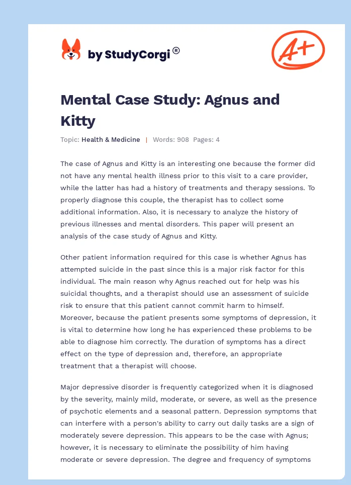 Mental Case Study: Agnus and Kitty. Page 1