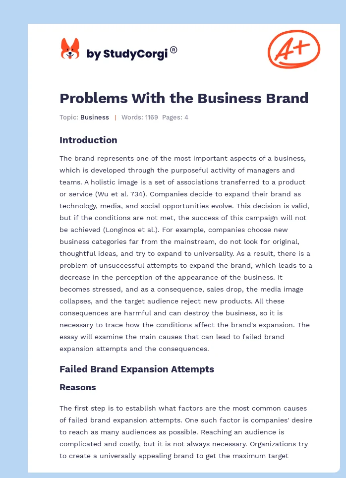 Problems With the Business Brand. Page 1