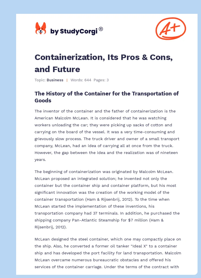 Containerization, Its Pros & Cons, and Future. Page 1