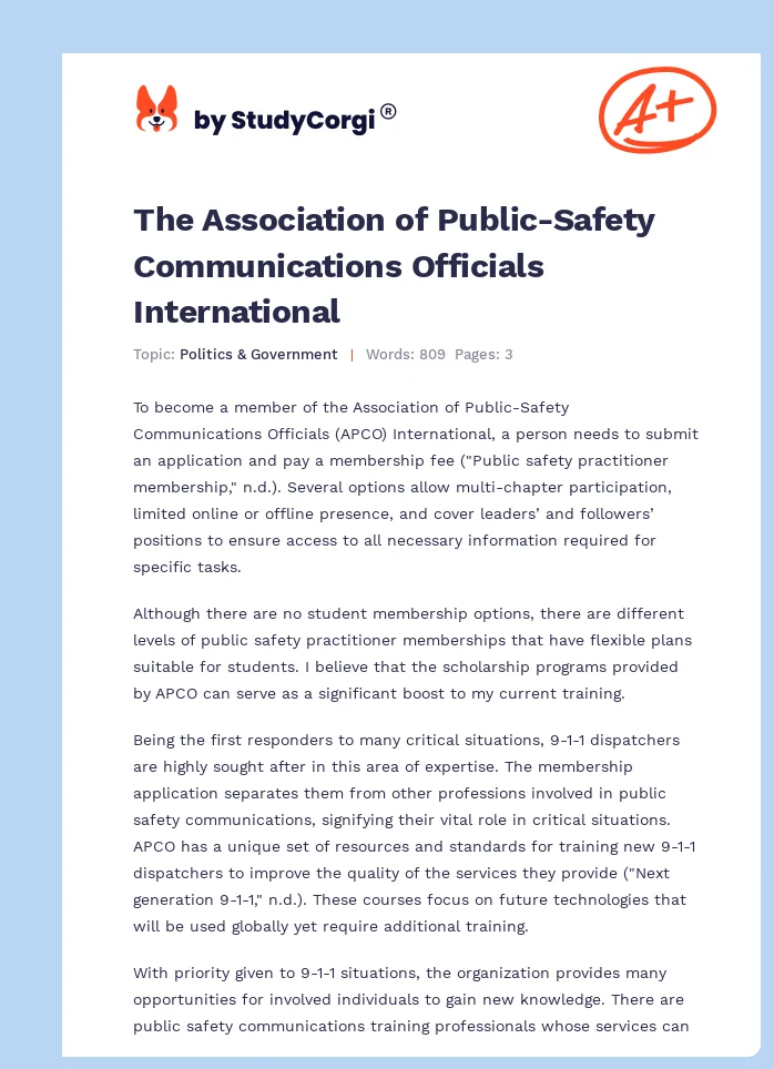 The Association of Public-Safety Communications Officials International. Page 1