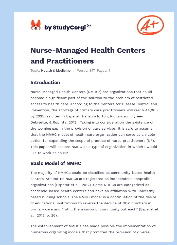 Nurse-Managed Health Centers and Practitioners. Page 1