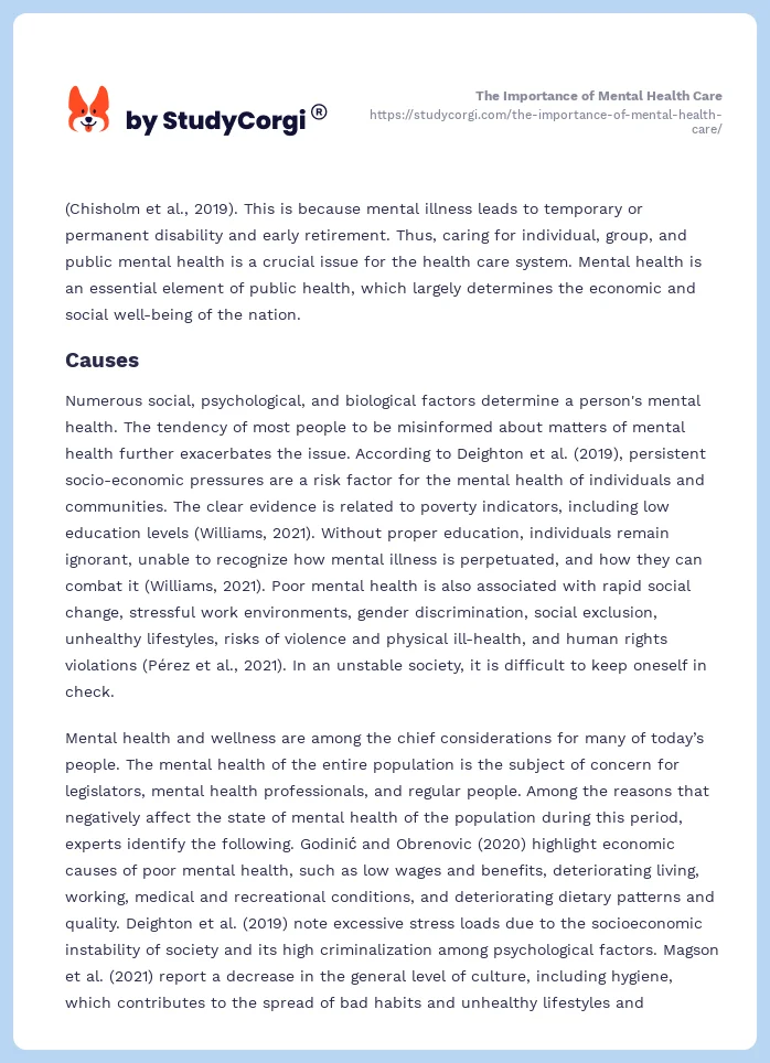 The Importance of Mental Health Care. Page 2