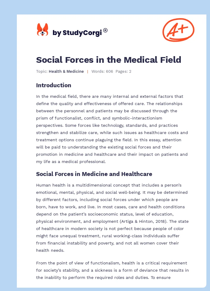 Social Forces in the Medical Field. Page 1