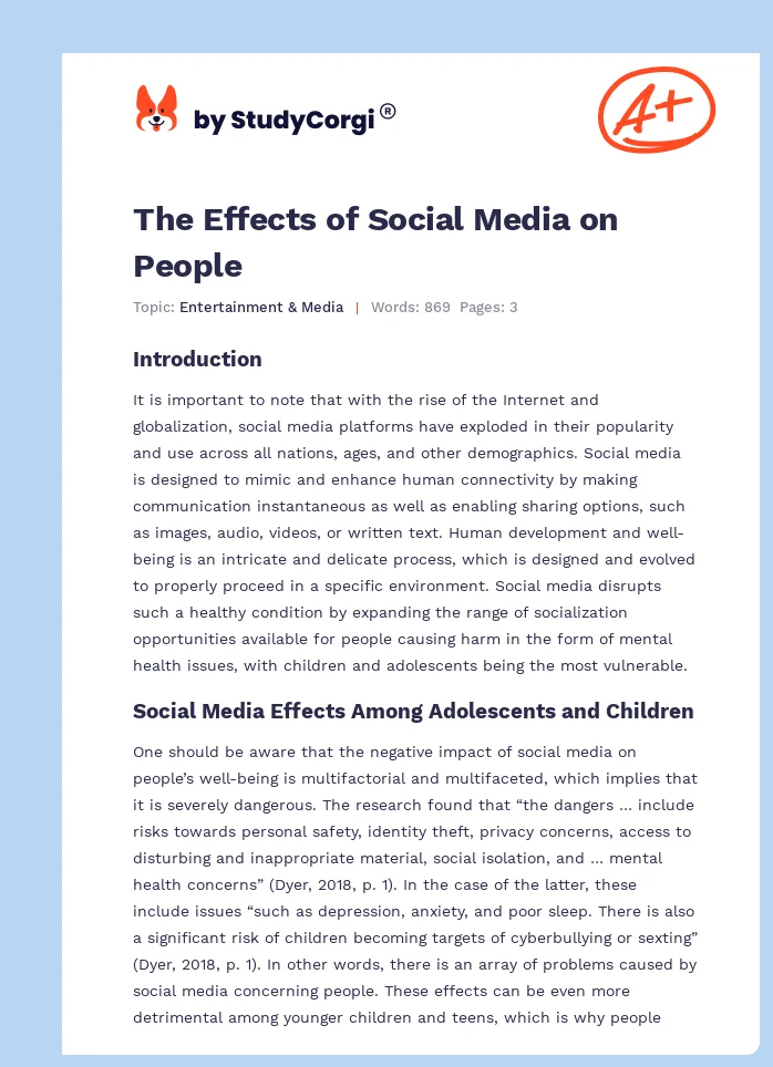 The Effects of Social Media on People. Page 1