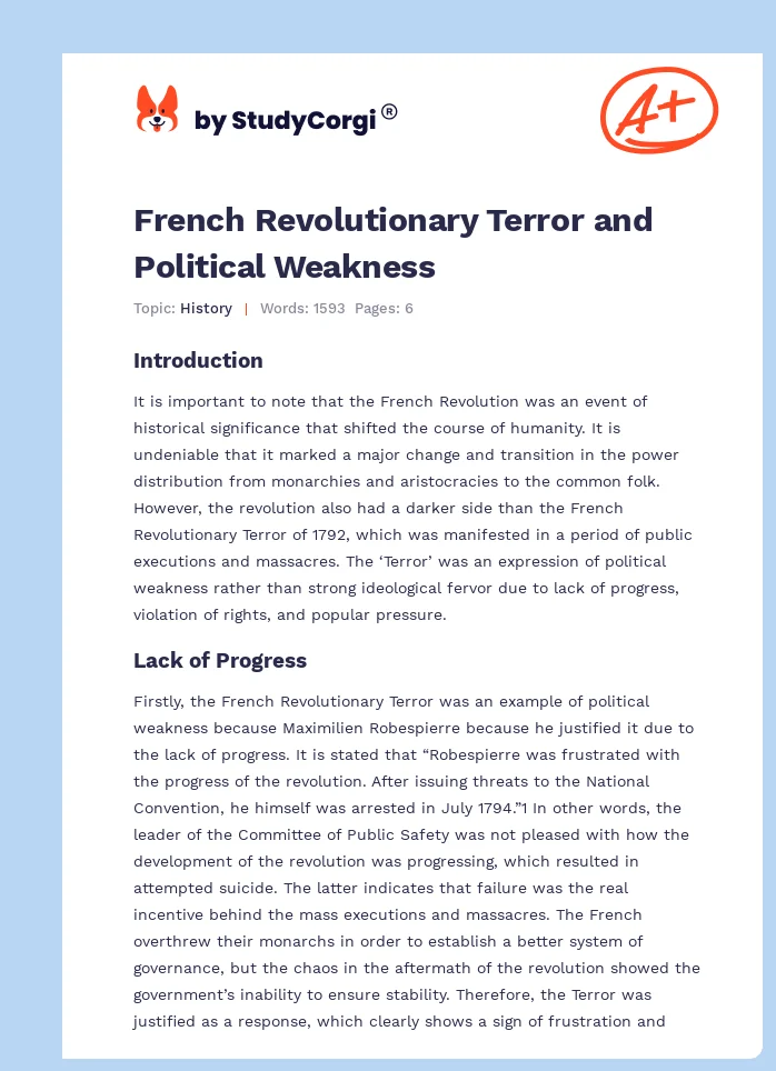 French Revolutionary Terror and Political Weakness. Page 1