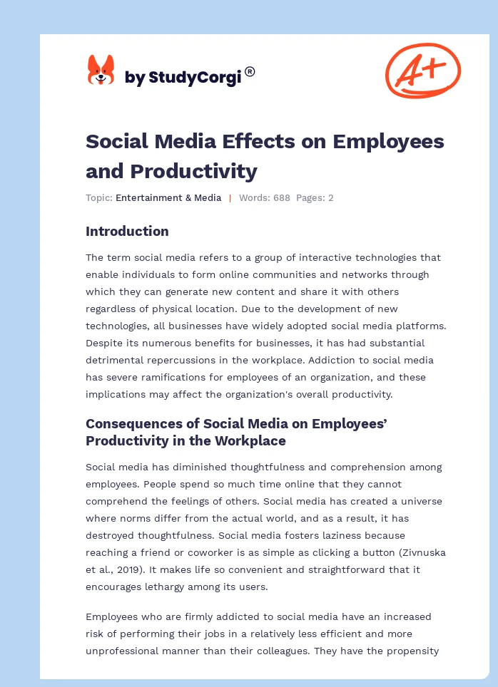Social Media Effects on Employees and Productivity. Page 1