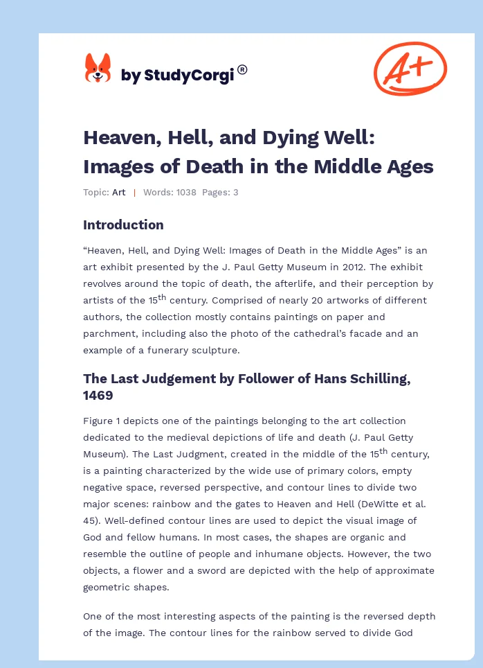 Heaven, Hell, and Dying Well: Images of Death in the Middle Ages. Page 1